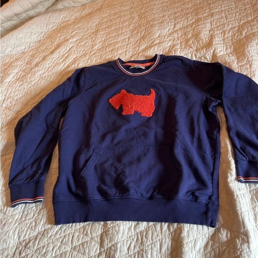 Blue Sweater with Red Dog Motif